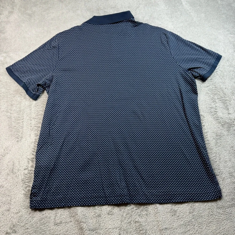 Polo Ralph Lauren Polo Shirt Mens XL Navy Blue Classic Fit AOP Diamond Pattern